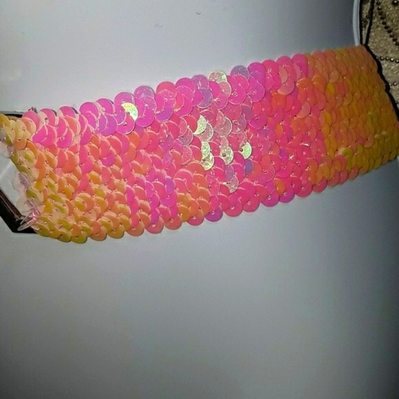 Ladies Belt Pink Opal Sequence Beaded Art Deco NWT - Picture 3 of 3